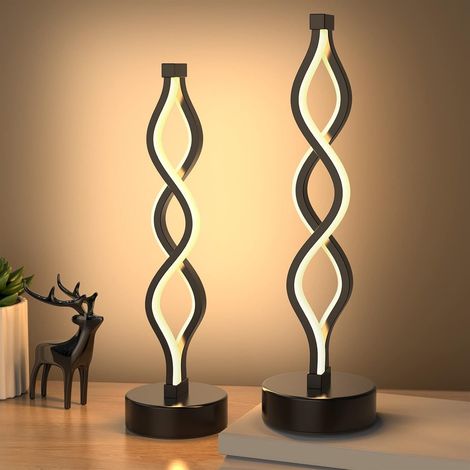 Set Mit 2 Nachttischlampen, Schwarz, Dimmbare Led-nachttischlampe, Kleine Nachttischlampe Für Schlafzimmer, Wohnzimmer.