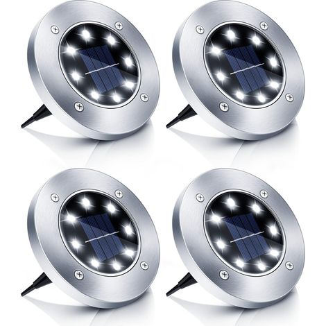 Led-solarstraßenleuchte, Solargartenleuchte, Solarrasenleuchte, Wasserdicht, Kaltweißes Licht, 4 Stück