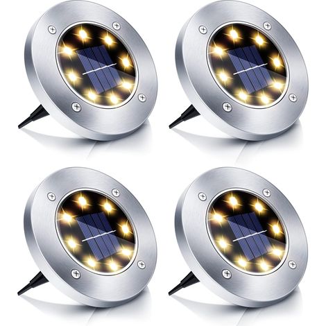 Led-solarstraßenleuchte, Solargartenleuchte, Solarrasenleuchte, Wasserdicht, Warmweißes Licht, 4 Stück