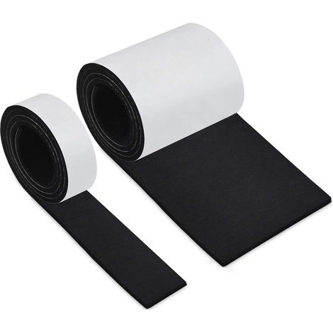 Selbstklebender Filz, 2 Rollen (100 X 10 Cm + 100 X 2 Cm, Schwarz), Selbstklebender Filz Für Möbel, Kann Auf Jede Beliebige Größe Und Form Zugeschnitten Werden.