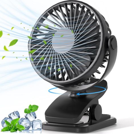 Tragbarer Clip-ventilator, 360°-drehung, Leiser Mini-tischventilator, Geeignet Für Camping, Kinderwagen, Zuhause Und Büro