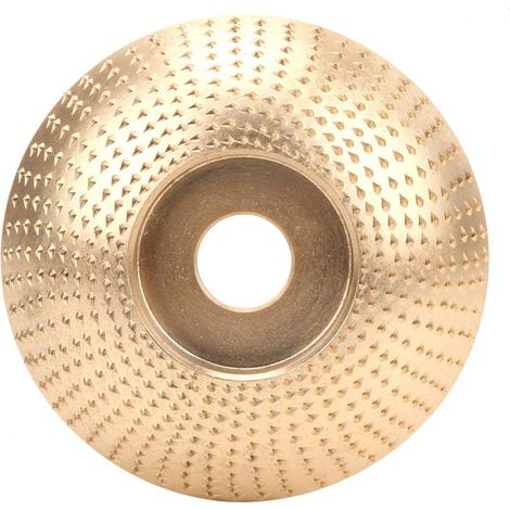 Holzschnitzscheibe Für Winkelschleifer - Zum Formen, Schleifen Und Schneiden, 16 Mm Öffnung, 1 Stück, Goldfarben, Gebogen.