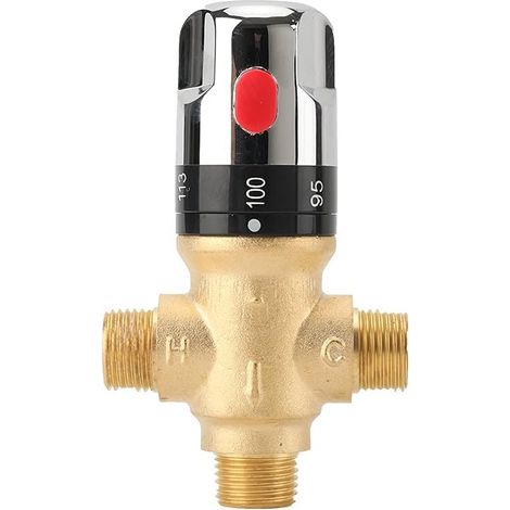 Thermostatische Duscharmatur, 1/2-zoll-gewindeanschluss, Fahrenheit-skala, Material: Messing, Einteiliges Design, Goldfarbene Ausführung.