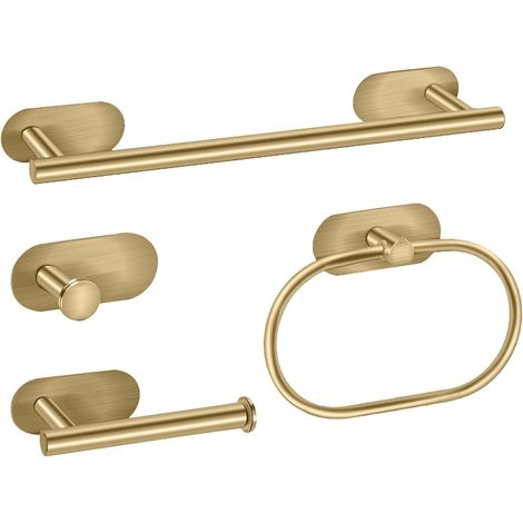 Selbstklebendes Handtuchhalter-set, Badezimmerhandtuchhalter, Toilettenpapierhalter, Kein Bohren Erforderlich (gold, 40 Cm)