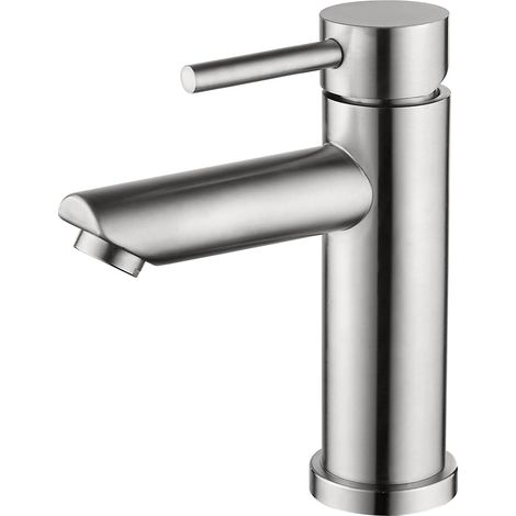 Mischbatterie Für Warm- Und Kaltwasser, Gebürsteter Edelstahl, Wassersparende Ausführung, Silber