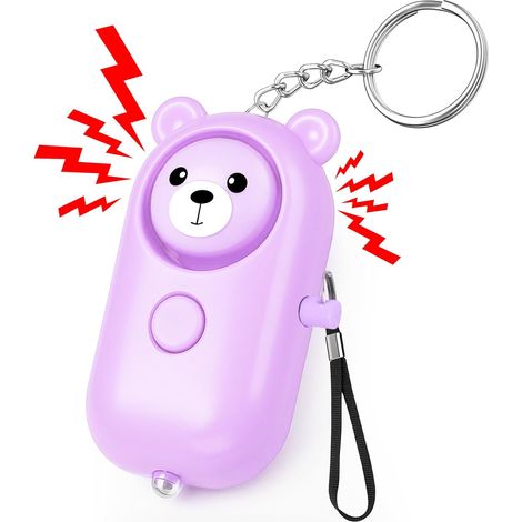 Tragbarer Sicherheitsalarm, 130 Db Laute Notfallsirene, Personenalarm Mit Led-licht, Für Erwachsene Und Kinder, Lila