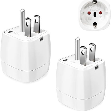[2er-pack] Us-standard-steckeradapter, Reisezubehör, Französischer 2-pin-stecker Auf Us-3-pin-stecker
