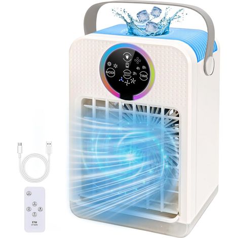 Mini-klimaanlage, Tragbare 4-in-1-klimaanlage, Luftbefeuchter, Nebelventilator, Geeignet Für Zuhause, Schlafzimmer Und Büro