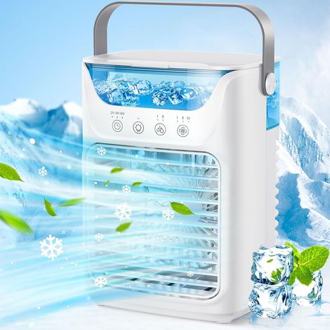 Tragbare Klimaanlage, 4-in-1-luftkühler, Nebelventilator, Mit Wassertank, 7-farbiger Rgb-beleuchtung Und Timer