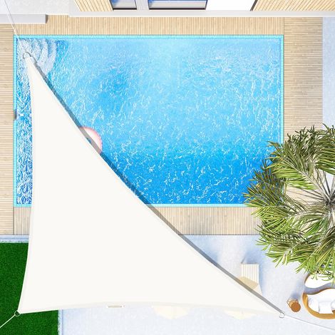 Dreieckiges Sonnensegel 3x3x4,3 M, Wasserdicht Und Uv-beständig, Für Garten, Terrasse, Balkon, Weiß