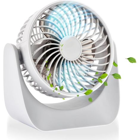 Tischventilator, Tragbarer Tischventilator, Leiser Ventilator, 360° Verstellbar, Geeignet Für Zuhause, Büro Und Reisen, Weiß