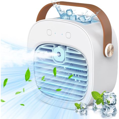 Tragbare Klimaanlage – Mini-klimaanlage Mit Akku, 3 Geschwindigkeitsstufen, Tischventilator Für Zuhause, Schlafzimmer Und Reisen, Weiß