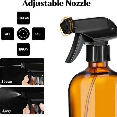 3er-packung Braune Glas-sprühflaschen Für Reinigungslösung Und Ätherische Haaröle (414 Ml). Leere Braune Glas-sprühflaschen Für Haushaltsprodukte.