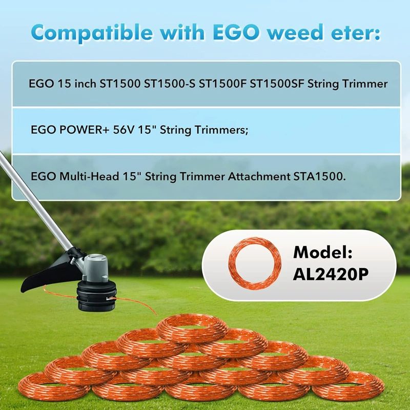 15 Spulen 14ft Nylon Ego Power+ – St1500 Kopf Kompatibel Mit Al2420p – Pflege Großer Rasenflächen