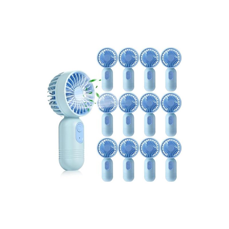 Wiederaufladbarer, Tragbarer Ventilator – 3 Geschwindigkeitsstufen – Usb – 12 Stück – Für Drinnen Und Draußen, Auf Reisen Und Im Büro – Blau