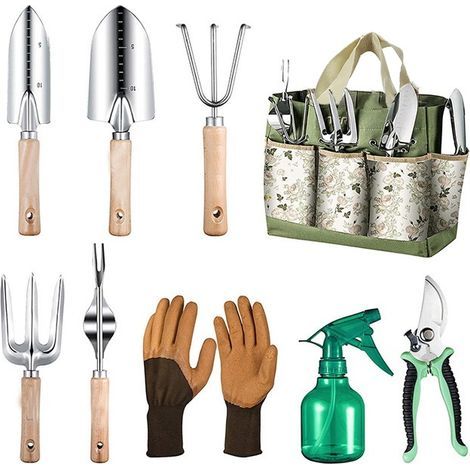 Garten-set – Gartengeräte Aus Edelstahl – Für Die Gartenpflege Im Freien – 9-teilig Mit Aufbewahrungstasche