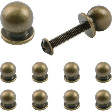 Set Mit 10 Mini-schubladengriffen, Kleinen Knöpfen Für Schmuckkästchen, Einlochknöpfen Mit Massiver Messingschraube Für Spiegel, Schränke, Holzkisten Und Andere Kleine Möbelstücke, Bronze