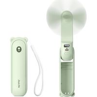 Mini-handventilator, 3-in-1, Wiederaufladbar, Akkubetrieben (14–21 Stunden Betriebsdauer) Mit Powerbank Und Taschenlampenfunktion – Hellgrün