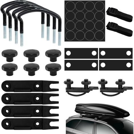 4-teiliges Dachbox-montageset Mit U-förmigen Halterungen, Universellen U-bügeln Aus Edelstahl Für Auto- Und Transporter-dachträger, 85 Mm Innenbreite, Inklusive 8 Sicherungsmuttern Und 2 Gurten