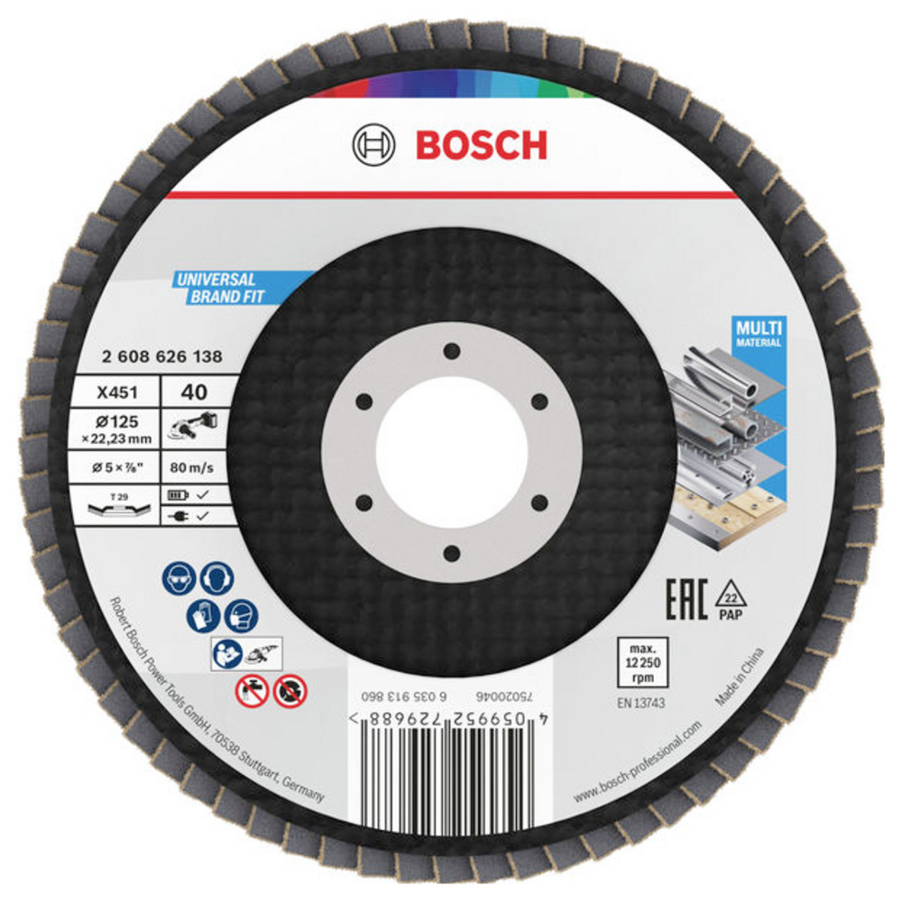 Bosch Accessories 2608626145 Fächerschleifscheibe Durchmesser 125 Mm Körnung (num)=40 1 St.