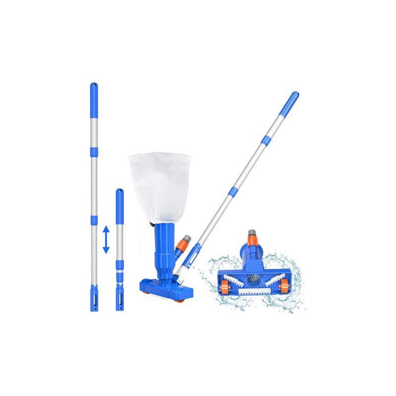 Verbessertes Poolreinigungsset (1-teilig), Tragbarer Poolreiniger Mit Bürste, Laubsack Und 12 M Langer Stange, Ideal Für Aufstell- Und Aufblasbare Pools, Whirlpools, Teiche Und Springbrunnen