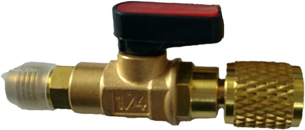 Ccykxavanne De Réfrigération Pour Climatisation Ac, Adaptateu Vanne Compacte Coudée Pour Réfrigérant Sae 1/4" Vanne À Bille Droite De Réfrigération(or)