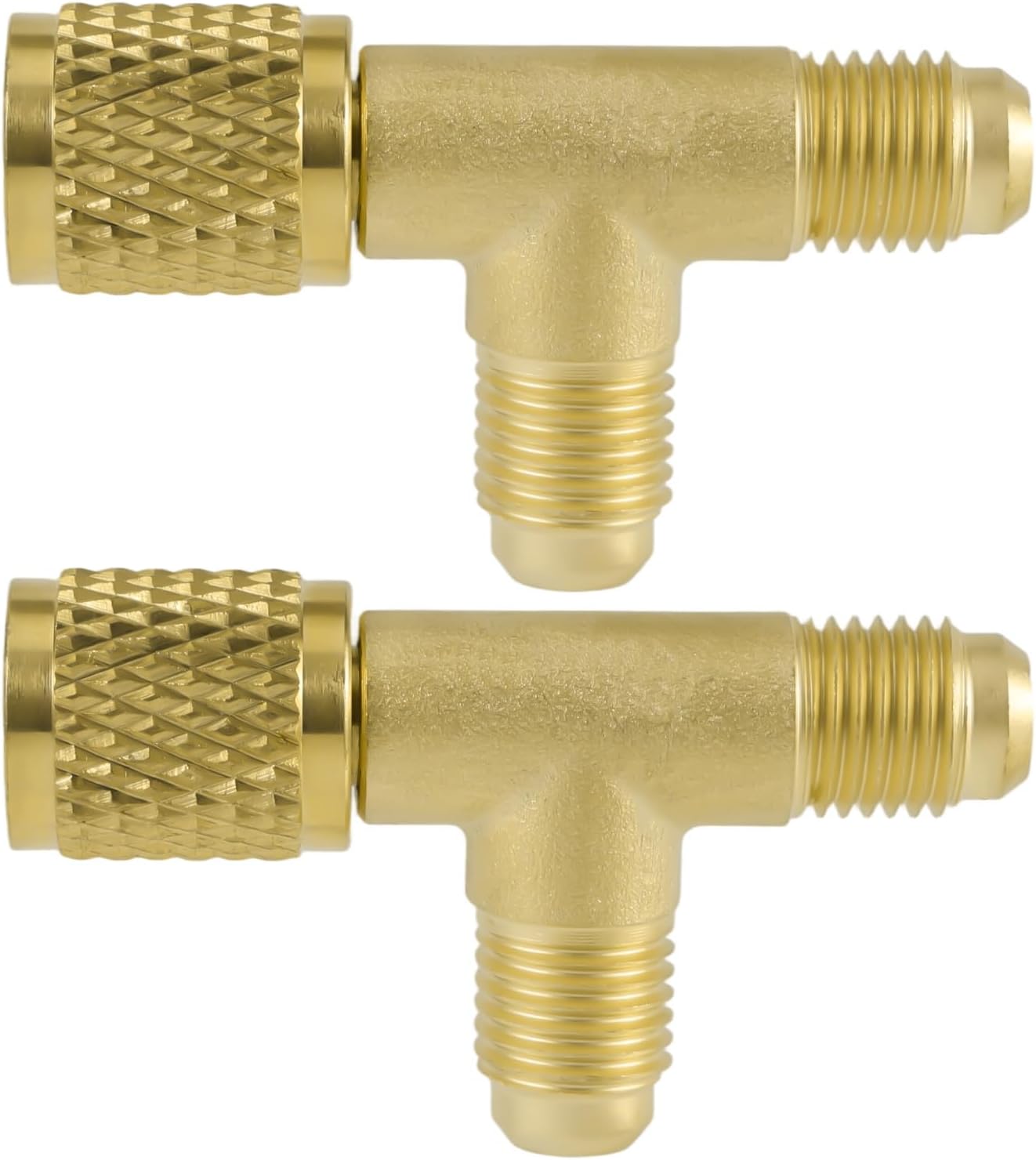 Ccykxa2pcs Raccord Rapide En T, Adaptateur En T 1/4'' Laiton Pour Valves Sae Pièces De Climatisation Pour Collecteur De Pompe À Vide Profond R22 R12 R134
