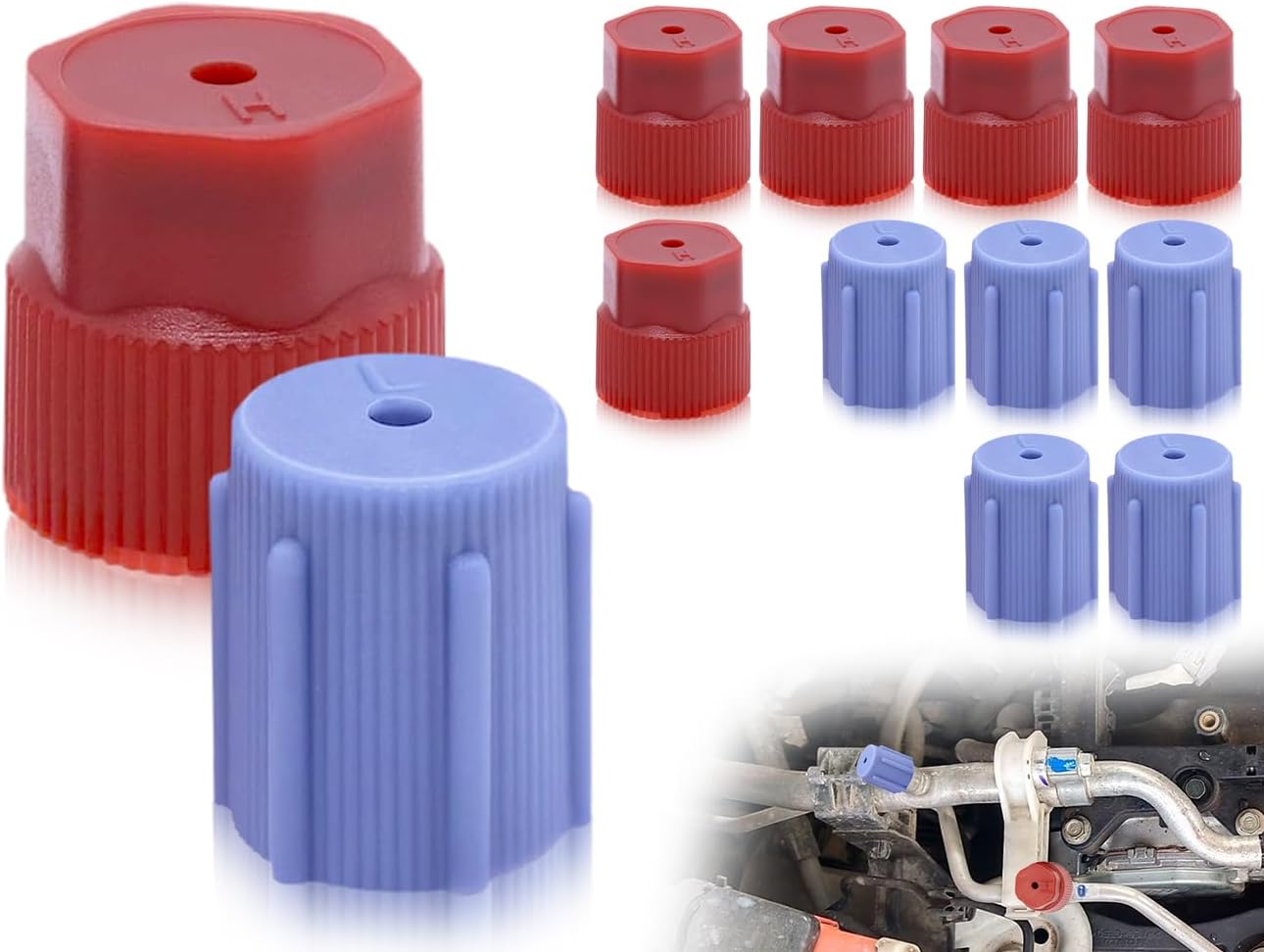 Ccykxa10 Pièces Bouchons De Climatisation De Voiture,bouchons De Port De Charge De Connexion Haute/basse,adaptateur De Réfrigérant De Réparation A/c