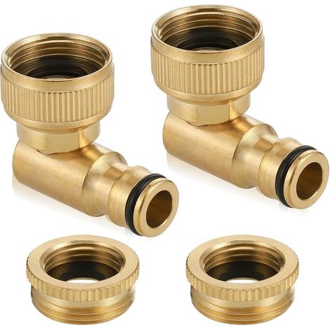 Ccykxa Messing-gartenhahnanschluss, 2 Stück, Messing-winkelstücke, 1/2" Und 3/4" Innengewinde, 90°-winkel, 360° Drehbarer Schlauchanschluss
