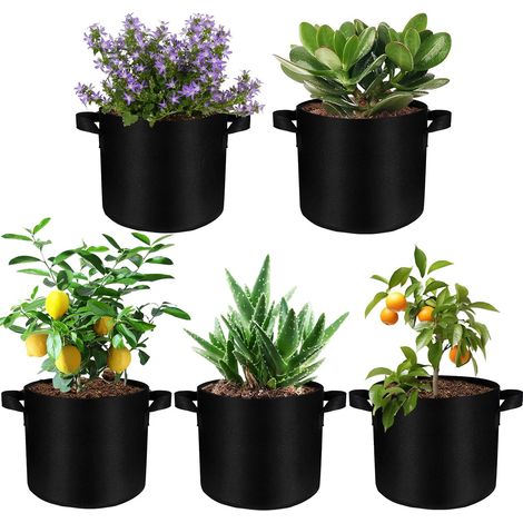 Ccykxa5 20-liter-pflanzbeutel, 30 Cm Durchmesser, 25 Cm Höhe, Vlies-pflanzbeutel Mit Griffen, Blumen, 35 X 28 Cm, Schwarz