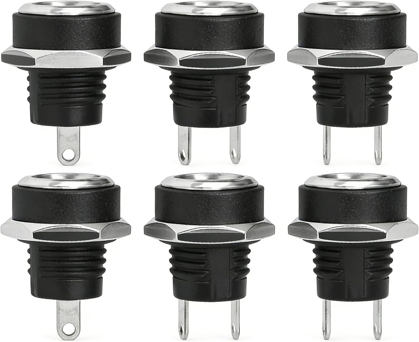 Lot De 6 Connecteurs Dc Femelle 5.5mm X 2.1mm, Prise D'Alimentation 12v À Souder Pour Montage Sur Panneau, Idéal Pour Projets Électroniques, Caméra De Surveillance Et Bricolage Diy