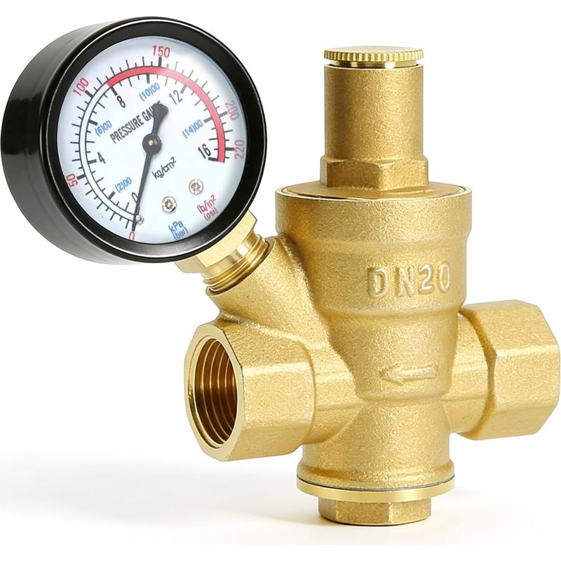 Dn20 Wasserdruckminderer Mit Manometer, Messing-wasserdruckminderer, Einstellbarer Wasserdruckregler, Druckregler