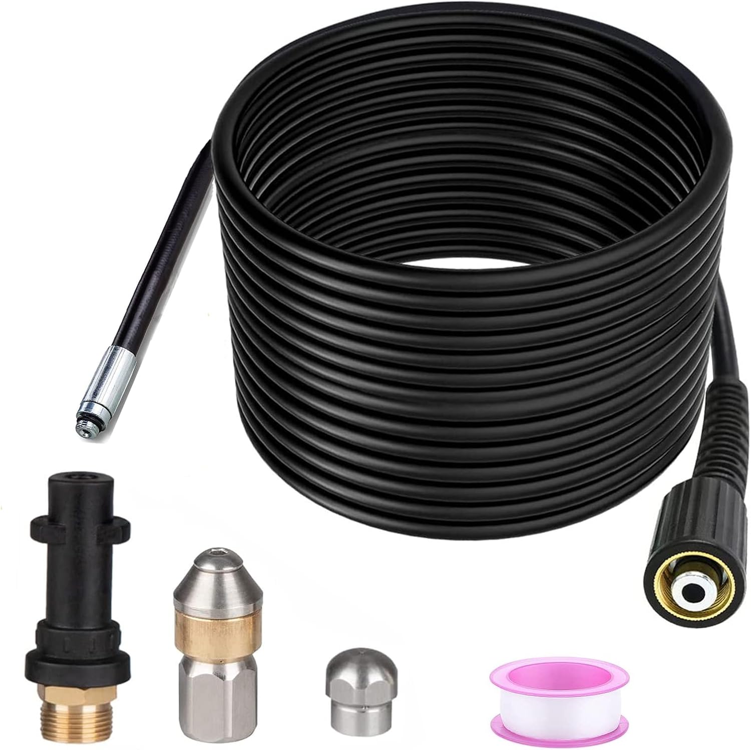 Monave 15m Déboucheur Canalisation Compatible Avec Karcher Nettoyeur Haute Pression Déboucheur Canalisation Professionnel Compatible K2 K3 K4 K5 K7 180bar 60c°