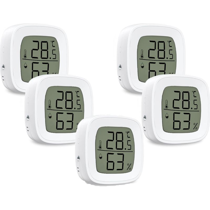 Brifit Digitales Thermometer-hygrometer, Mini-thermometer-hygrometer Für Innenräume, Bluetooth-temperatur- Und Feuchtigkeitsmonitor, Datenexport, Alarmbenachrichtigung, Zuhause, Büro – 5 Stück