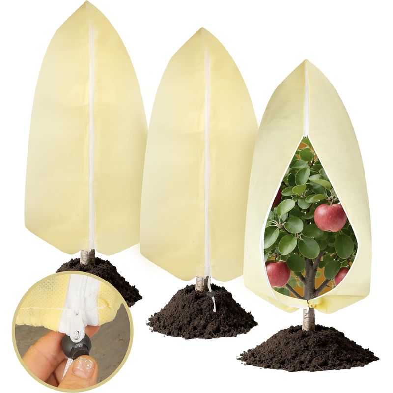 Set Mit 3 Wiederverwendbaren Winterabdeckungen Für Pflanzen Im Freien (100 X 120 Cm) Mit Reißverschluss, Geeignet Für Palmen Und Olivenbäume