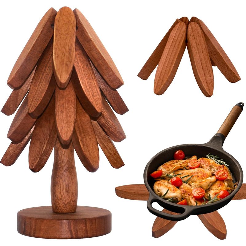 Untersetzer Aus Holz Für Heiße Speisen – 4er-set Zur Einfachen Aufbewahrung – Geeignet Für Heiße Speisen/pfannen/schüsseln/teekannen/teller – Multifunktionale Dekoration