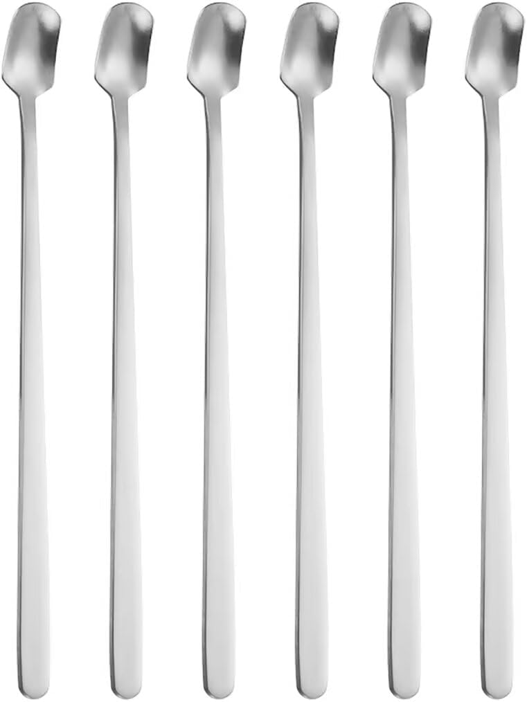 Lot De 6 Cuillères À Café, Cuillères À Café, Cuillères Mélangeuses Avec Tête Carrée, Cuillères À Café De Qualité Supérieure En Acier Inoxydable, Polies Miroir, Passent Au Lave-vaisselle, Pour Café