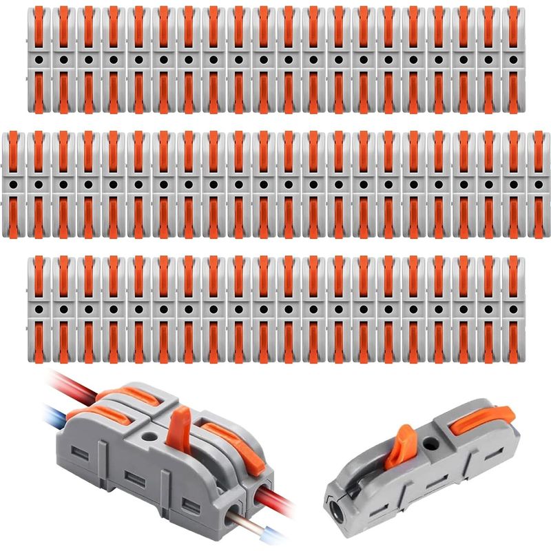 50-teiliges Set Elektrischer Steckverbinder, 1-adriger 2-eingang-hebelklemmenblock, 28-12 Awg Inline-leistungsschalter, Pa/pc Flammhemmende Schnellverbinder