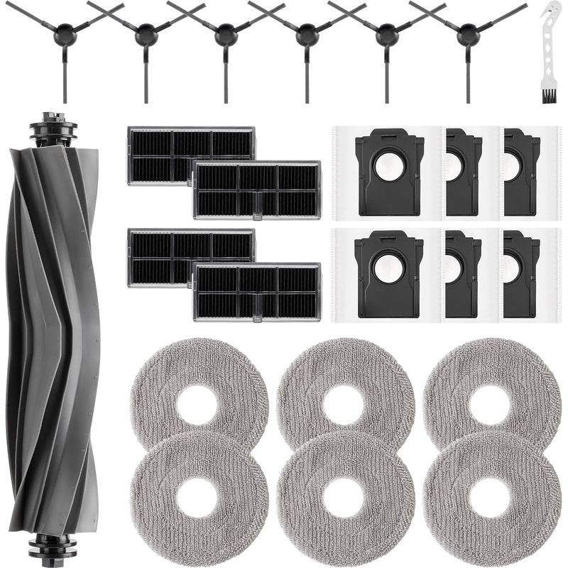 24 Zubehörteile Für Dreame L10s Ultra Gen 2 / L10s Pro Ultra Heat / X30 Ultra / Mova E30 Ultra. Ersatzteile: 1 Hauptbürste, 6 Reinigungstücher, 6 Staubbeutel, 4 Filter, 6 Seitenbürsten