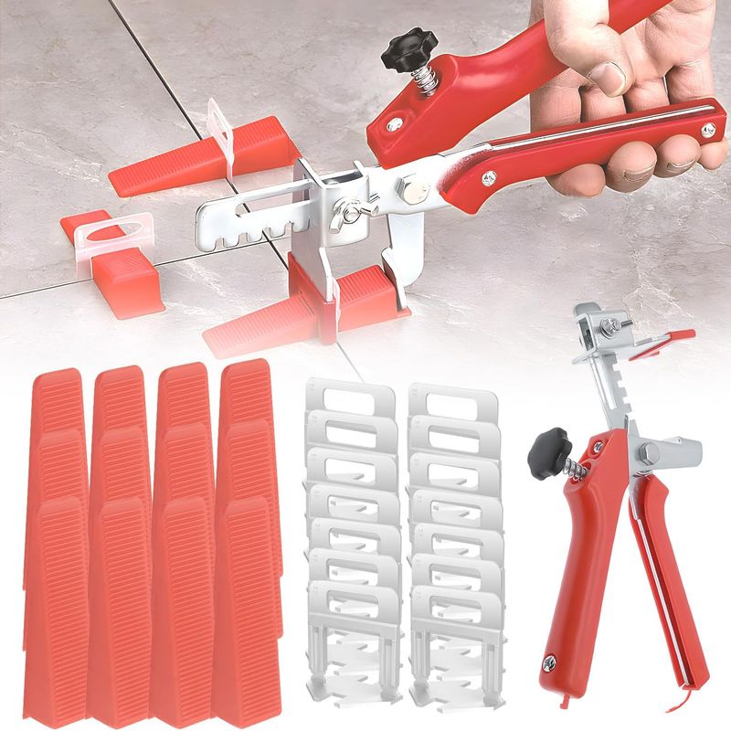 501-teiliges Selbstnivellierendes Fliesenabstandshalter-set 2 Mm Mit 400 Selbstnivellierenden Fliesenabstandshaltern, 100 Wiederverwendbaren Fliesenkeilen Und 1 Nivellierzange Zum Verlegen Von Fliesen