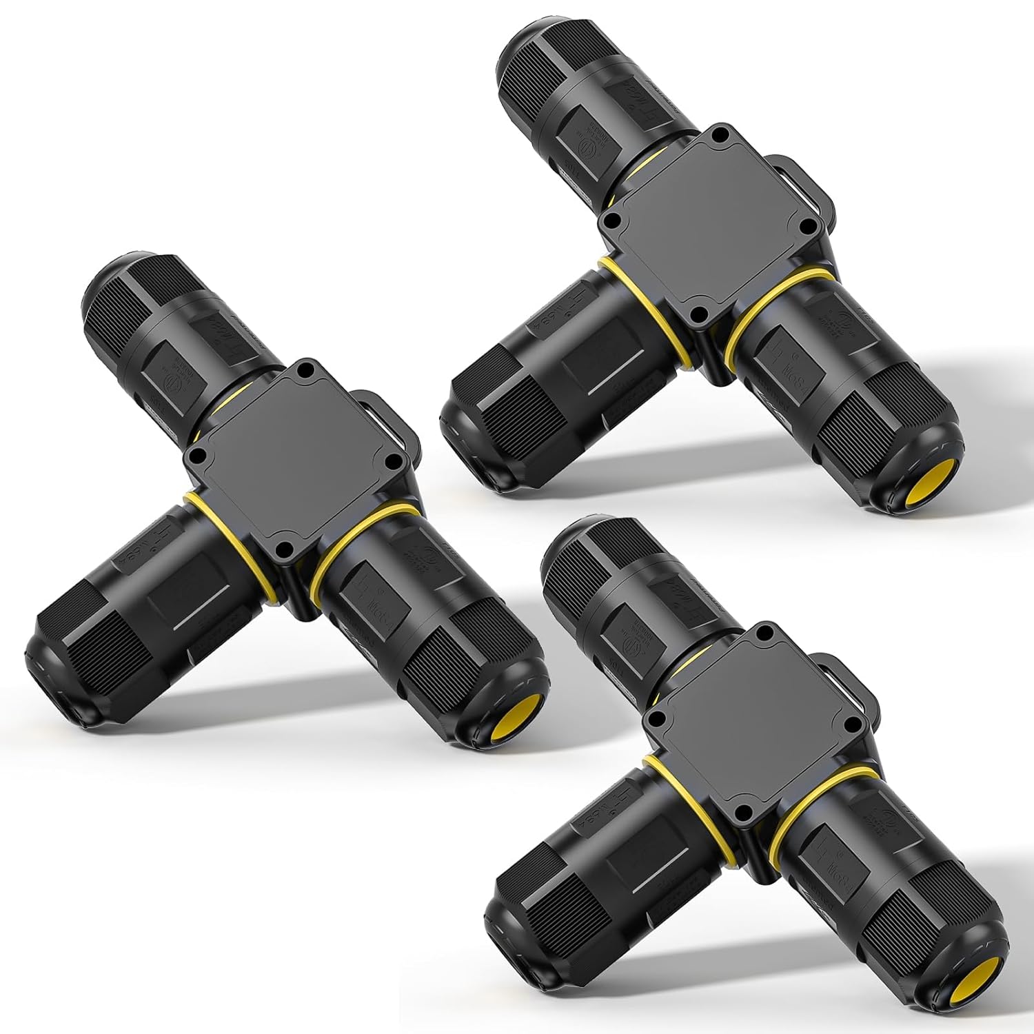 3 Pièces Connecteur Electrique Etanche Avec 3 Fils, Ip68 T-type Connecteur Etanche, Pour Câbles De Diamètre Ø4-8 Mm, Pour Les Éclairage À Led Et Connexions Intérieures Et Extérieures