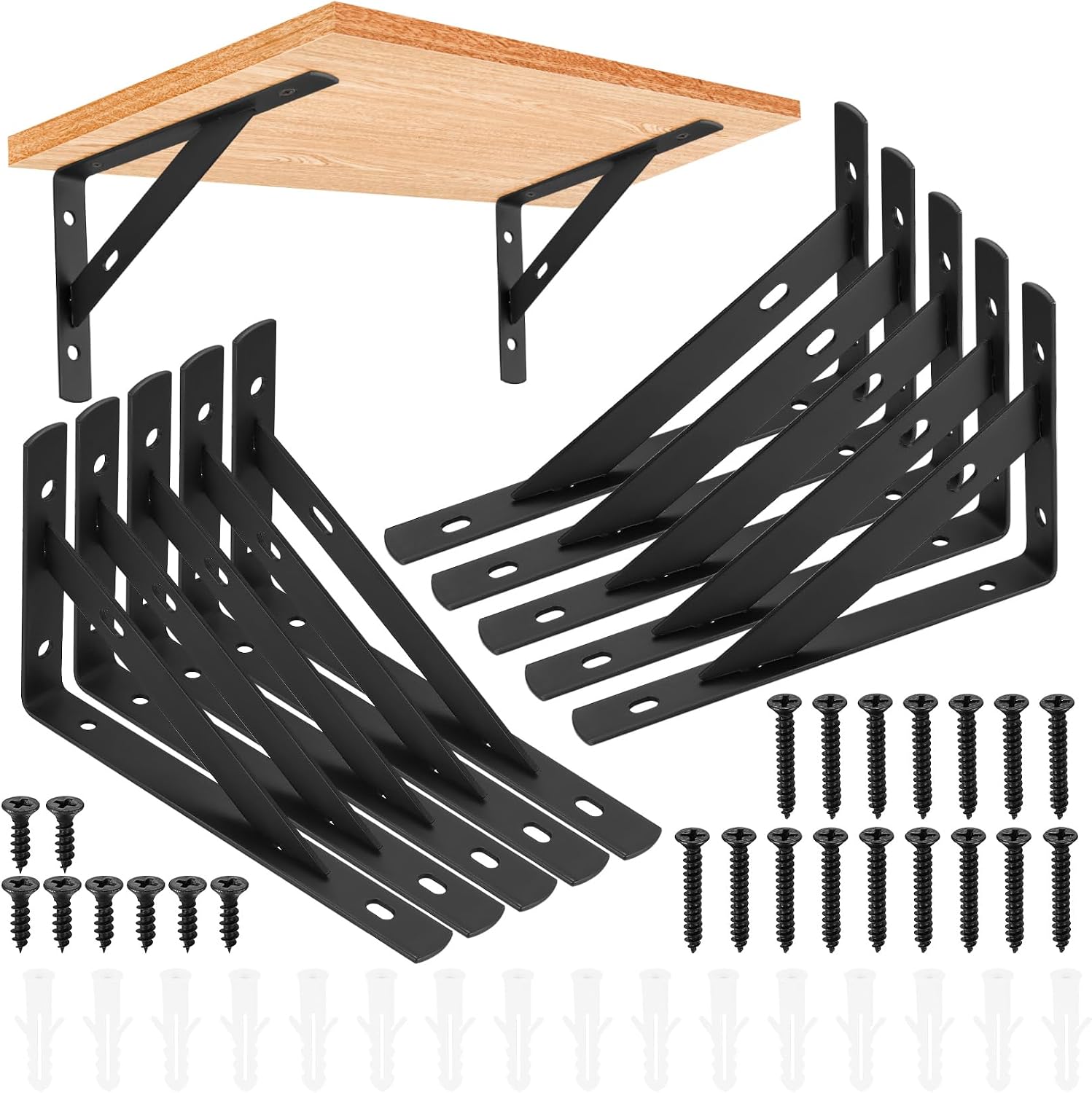 10 Stück Wandregalhalterungen, 90-grad-winkel-dreieckstützen, Wandregalhalterungen, Eckverbinder Für Wohnzimmer, Schlafzimmer, Bibliothek (10 Stück Schwarz 150 X 95 Mm)