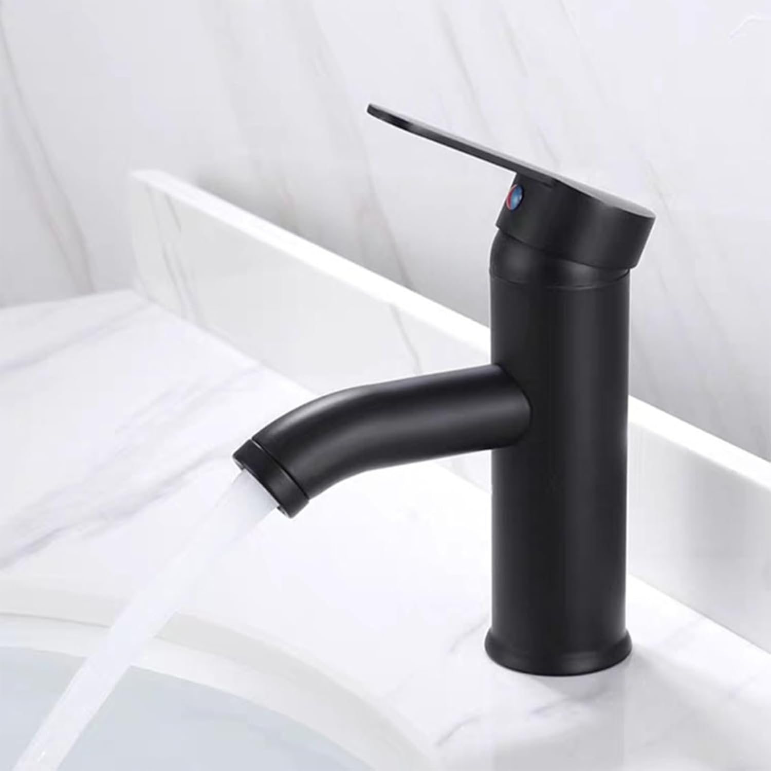 Acier Inoxydable 304, Robinet Salle Bain Avec Tuyau, Chaude Et Froide Robinet Lavabo, Robineto Lave Main Pour Lavabo Dans La Salle De Bain, Les Toilettes Des Invités (noir)