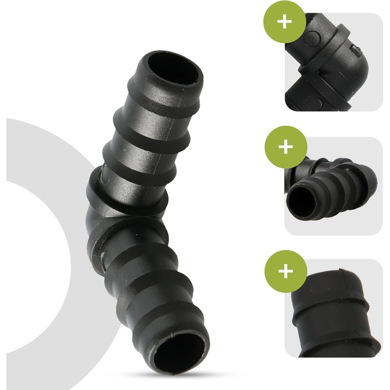 20x Pe-winkelverbinder 16 × 20 × 25 Mm Für Tropfbewässerungsschläuche, Garten, Rasen, Blumen, Gemüsegarten, Wasserverteilungssysteme, Gewächshaus, Landwirtschaft