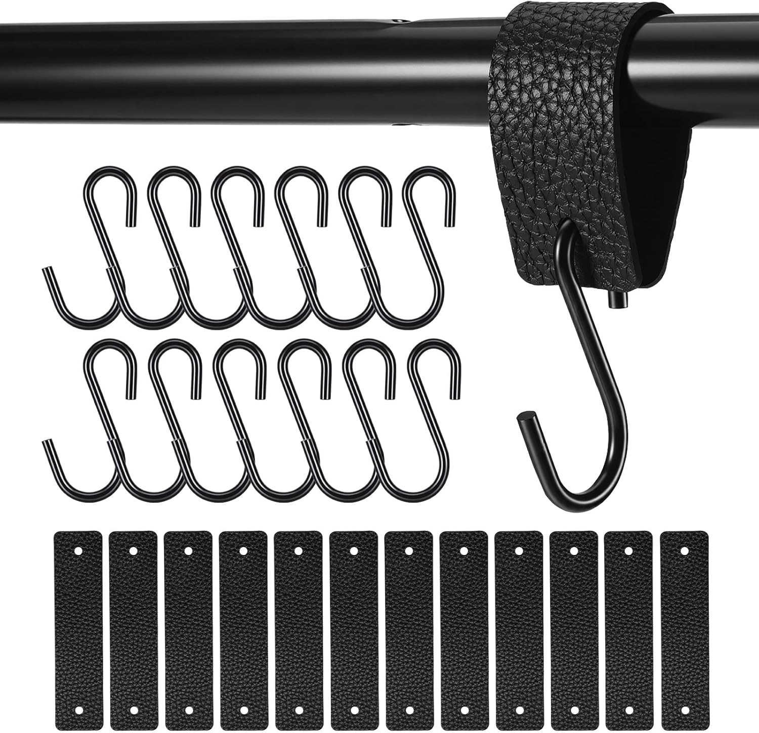 12 Pcs Crochets En S Avec Boucle En Cuir, Crochets En Métal, Crochets Porte Manteaux, Crochets Multifonctionnels Pour Cuisine, Salle De Bain, Chambre, Balcon, Bureau Et Ustensiles De Camping