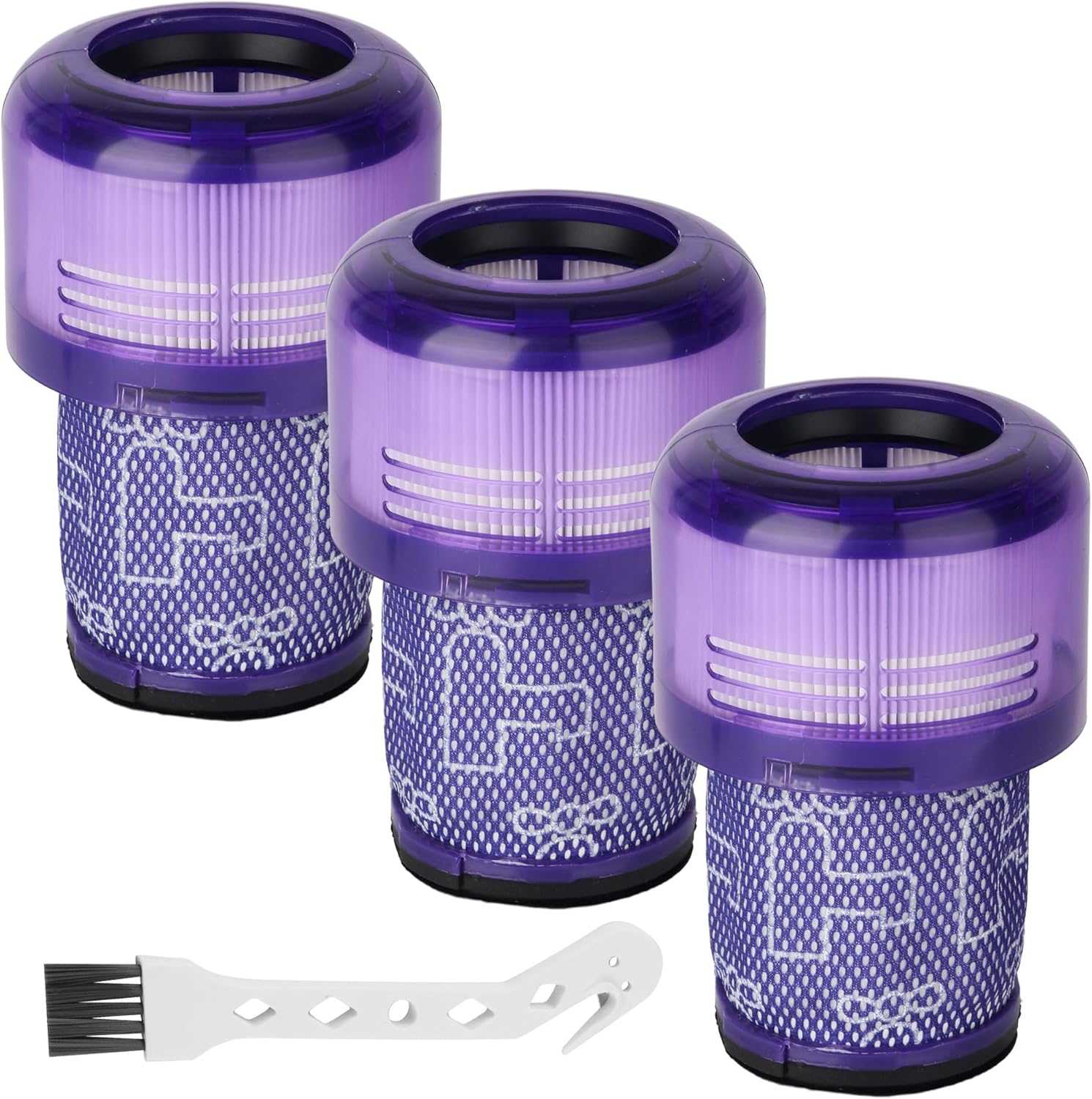 3 Filtres De Rechange Pour Aspirateurs Dyson V12 Detect Slim Absolute, Filtres De Rechange Pour Bloc Moteur Dyson V12 Slim, Accessoires Et Pièces Détachées Complets (référence 971517-01),1 Brosse