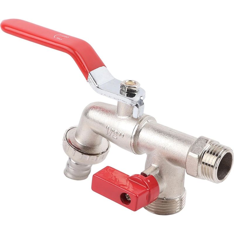 Doppelhahn Für Waschmaschinenschlauch – 1/2" Und 3/4" – Galvanisierte Zinklegierung – 1 Einlass-/2 Auslassventil Für Die Waschmaschinenwasserleitung