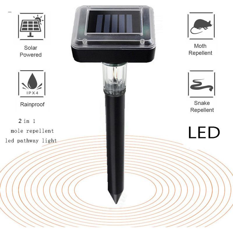 Quadratische Solar-led-abwehrlampe – Ultraschall-nagetierabwehr – Abschreckende Beleuchtung, 4er-pack