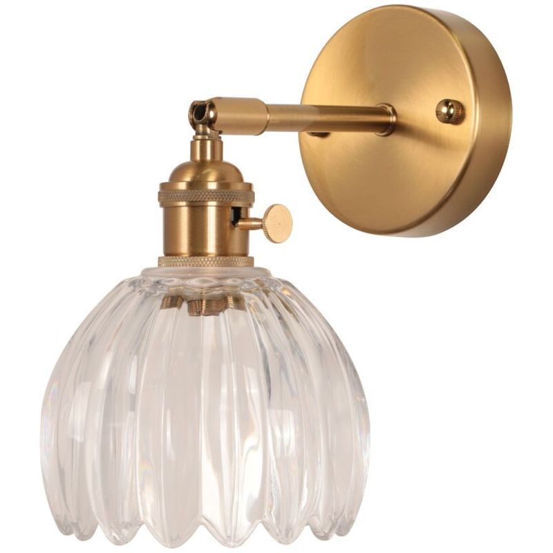 Axhup Vintage Retro Blumen-wandleuchte Aus Glas – E27 Lampenschirm – Klar – Für Flur, Schlafzimmer Oder Wohnzimmer