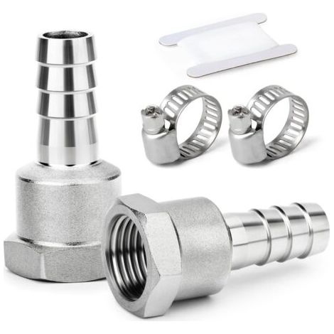 2 Stück Edelstahl-304-schlauchanschlussstücke, 10 Mm Auf 3/4"-bsp-außengewinde